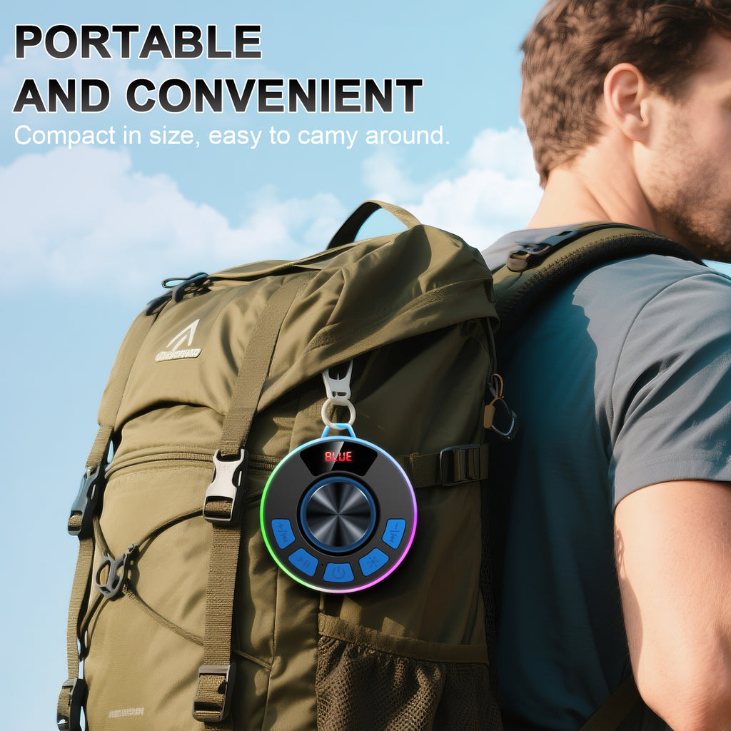 Tukio Bluetooth Speaker, lPX7 Waterproof Shower Portable Speaker with LED Light, Bluetooth 5.4 HD Stereo Sound, Digital Display with Suction Cup, Wireless Speaker for Outdoor Party Beach Bathroom