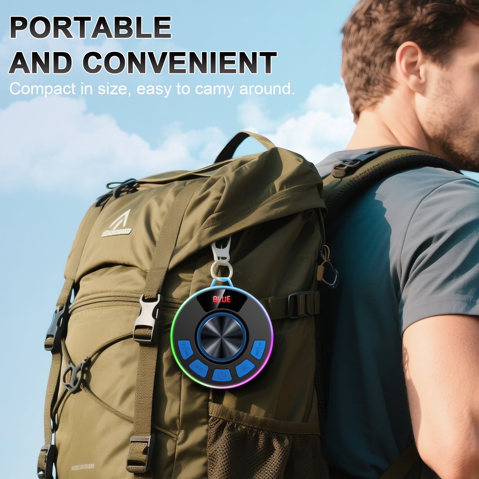 Tukio Bluetooth Speaker, lPX7 Waterproof Shower Portable Speaker with LED Light, Bluetooth 5.4 HD Stereo Sound, Digital Display with Suction Cup, Wireless Speaker for Outdoor Party Beach Bathroom